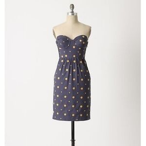 Anthropologie Polka Dot Sweetheart Neckline Dress Vintage